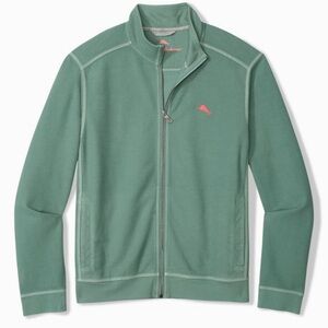 Tommy Bahama Sage Green Zip-Up Sweater L